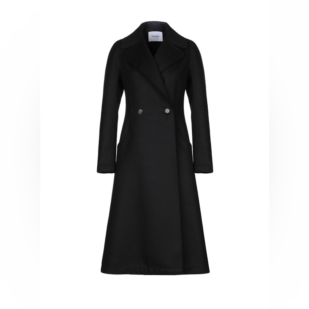 NWT DONDUP BLACK 100% WOOL LONG COAT SZ EURO 46 US M/L MADE IN ITALY